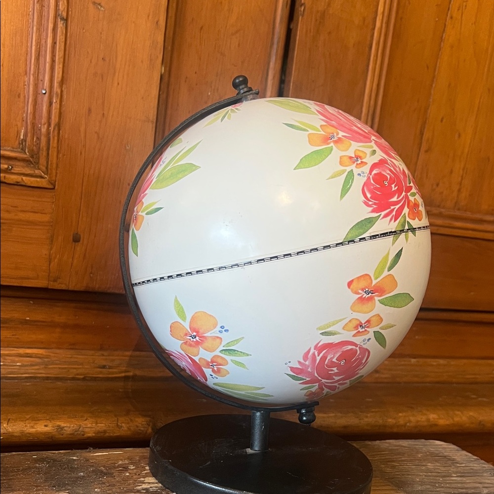 Floral White Decorative Globe - Elegant Home Accent